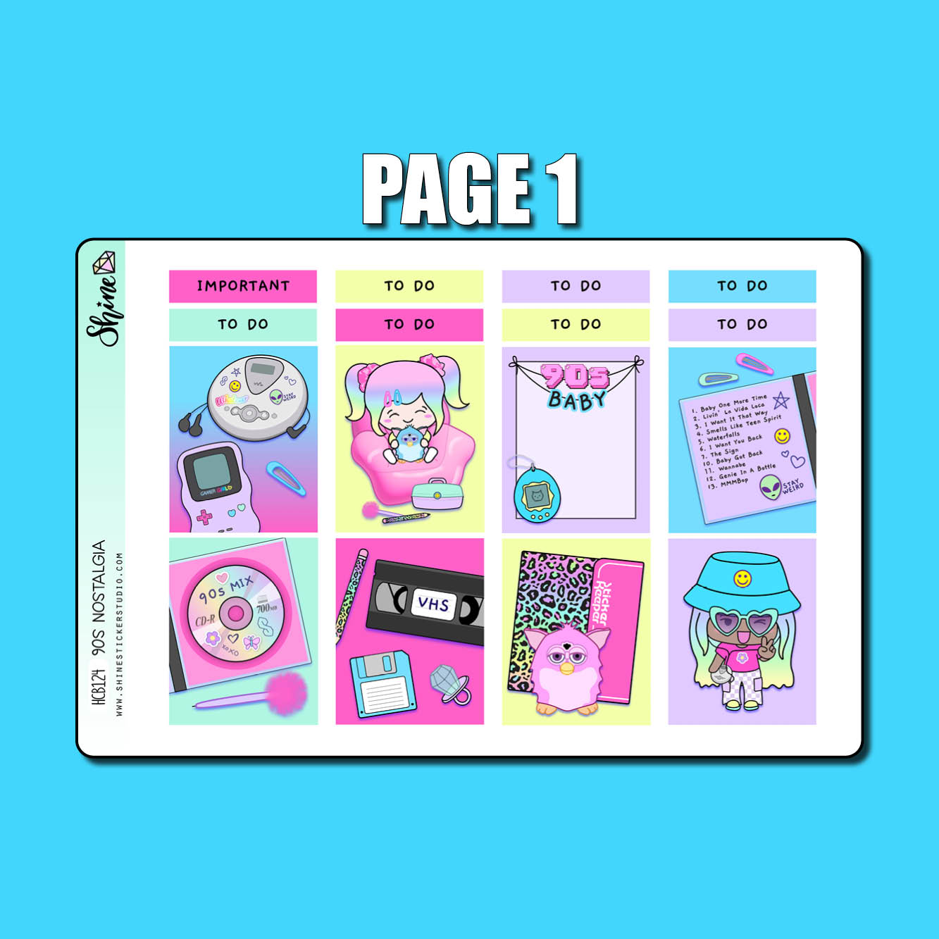 90s Nostalgia Hobonichi Cousin Planner Sticker Kit – Shine Sticker Studio