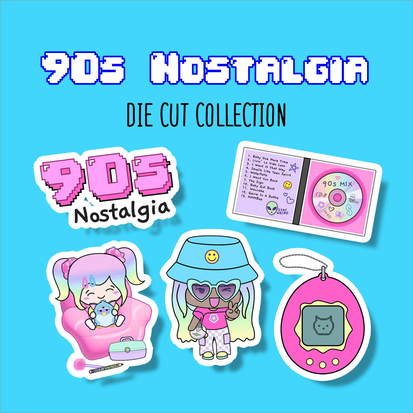 90s Nostalgia Sticker DIE CUT Collection – Shine Sticker Studio