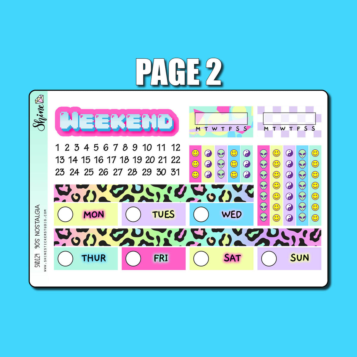 90s Nostalgia Vertical Weekly Planner Sticker Kit – Shine Sticker Studio