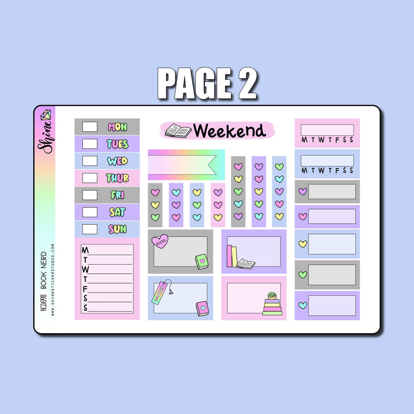 Book Nerd Hobonichi Cousin Sticker Kit – Shine Sticker Studio