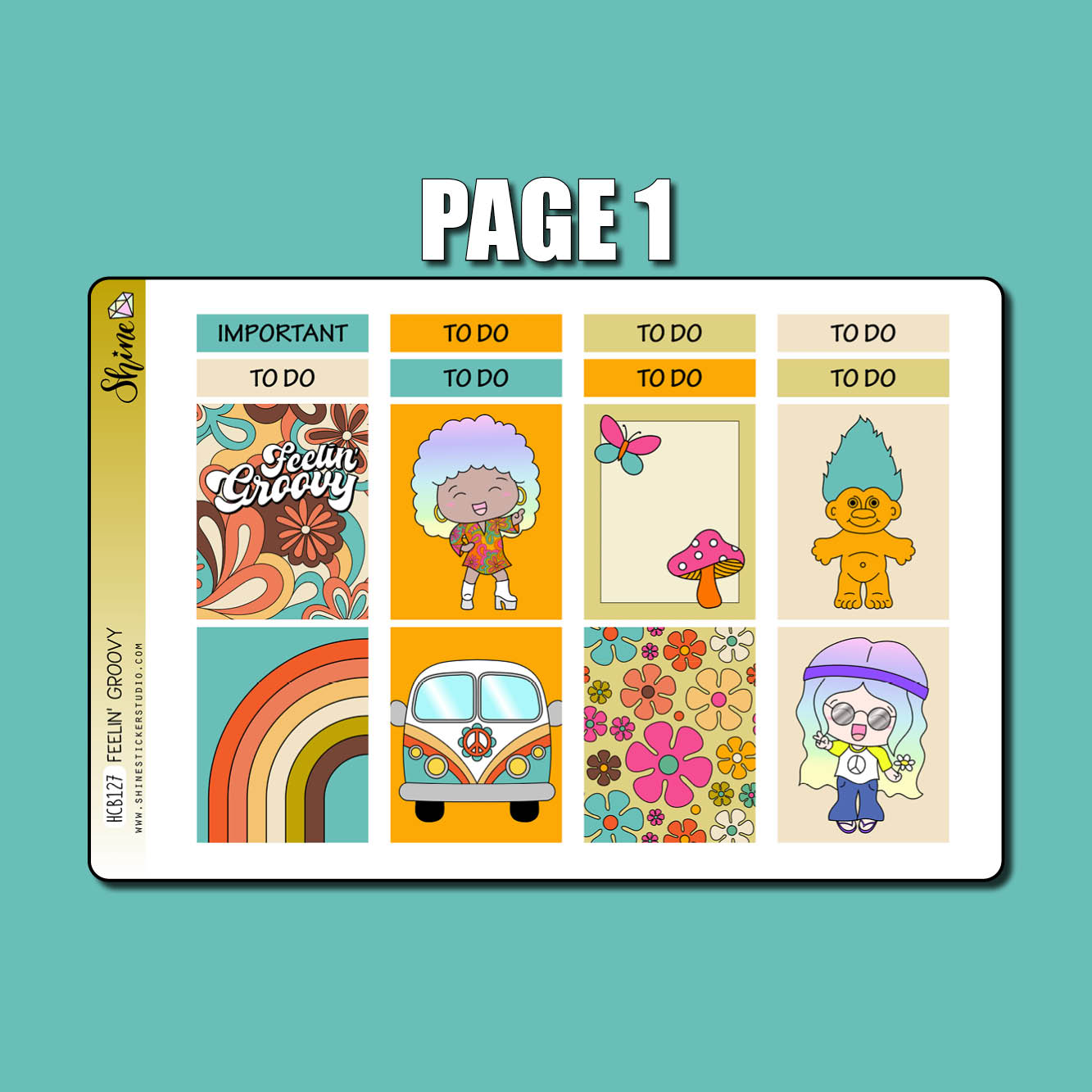 Feelin' Groovy Hobonichi Cousin Planner Sticker Kit – Shine Sticker Studio