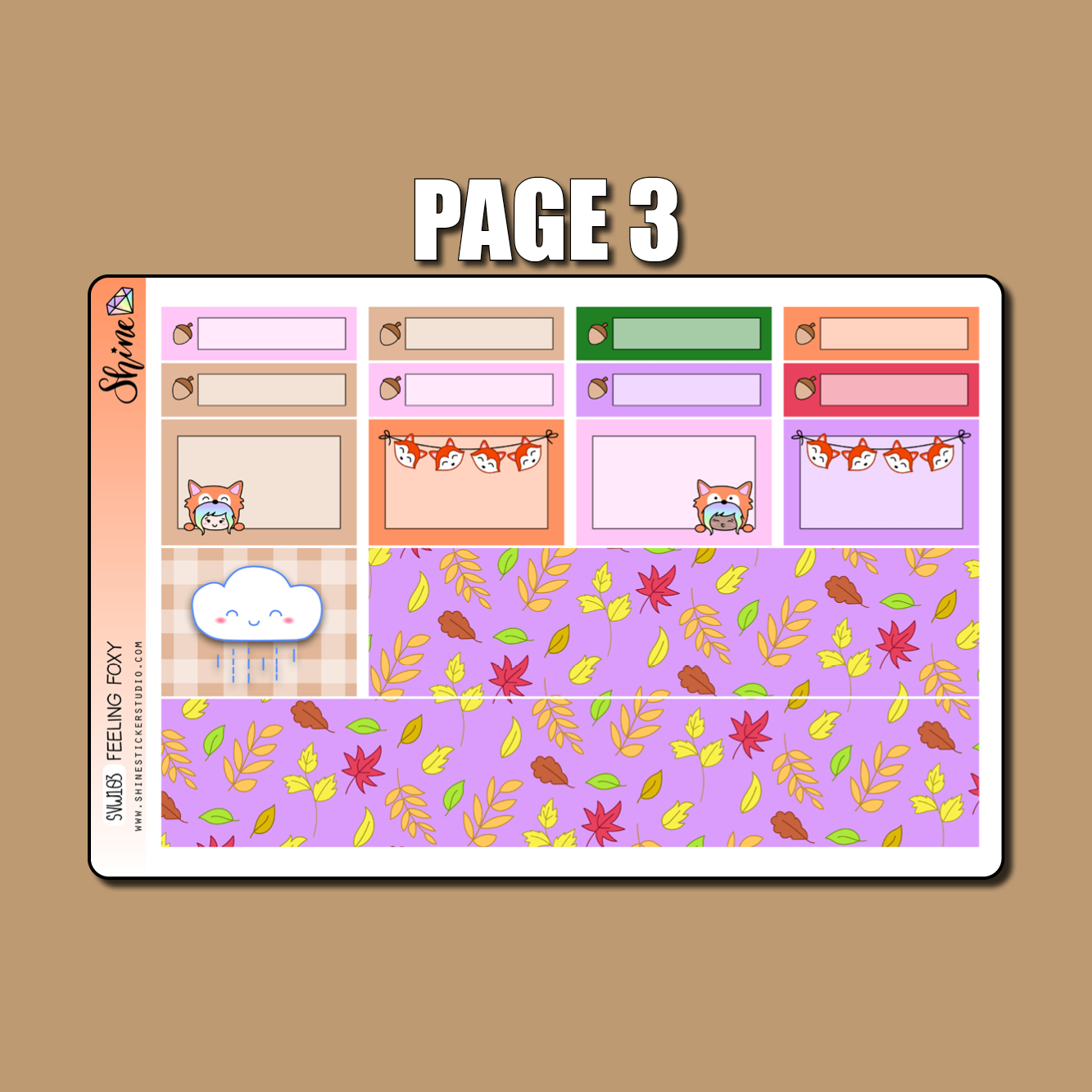 Sticker Freteling Feeling Foxy Vertical Weekly Sticker Kit – Shine Sticker Studio