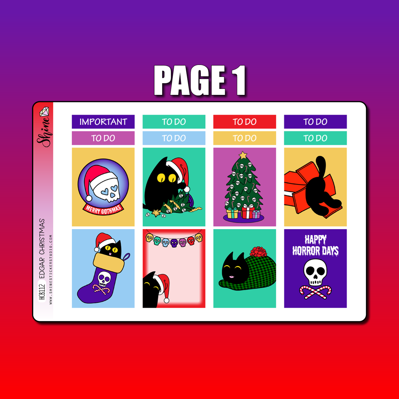 Edgar Christmas Hobonichi Cousin Sticker Kit – Shine Sticker Studio
