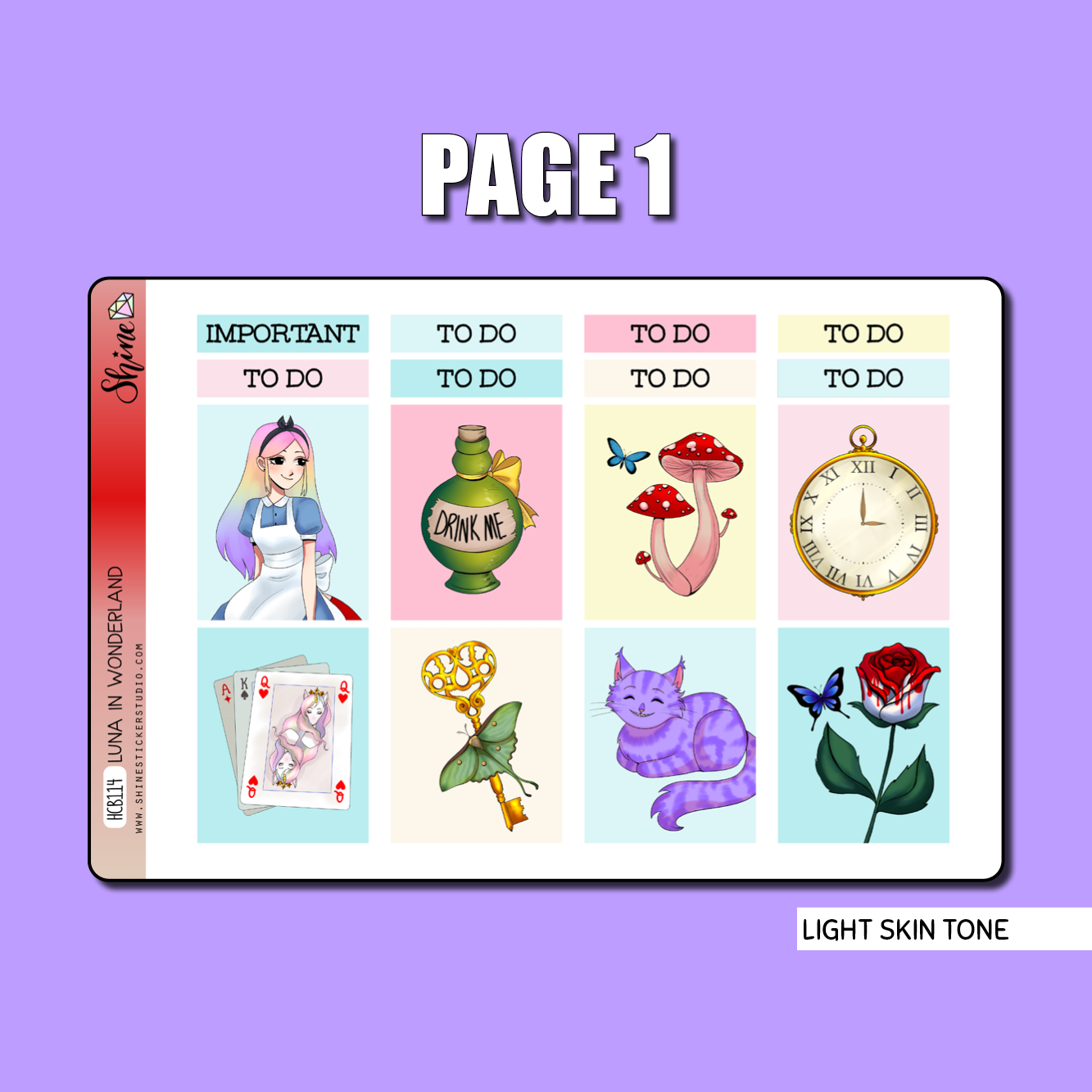 Luna in Wonderland Hobonichi Cousin Sticker Kit – Shine Sticker Studio