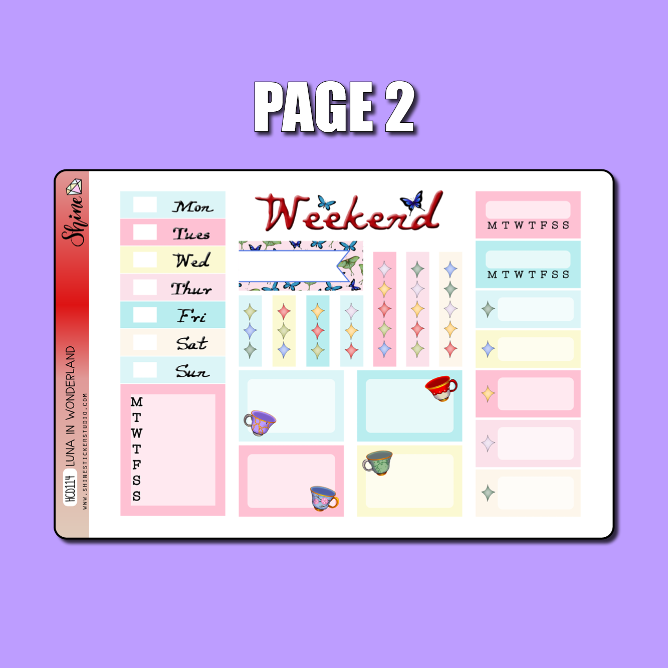 Luna in Wonderland Hobonichi Cousin Sticker Kit – Shine Sticker Studio