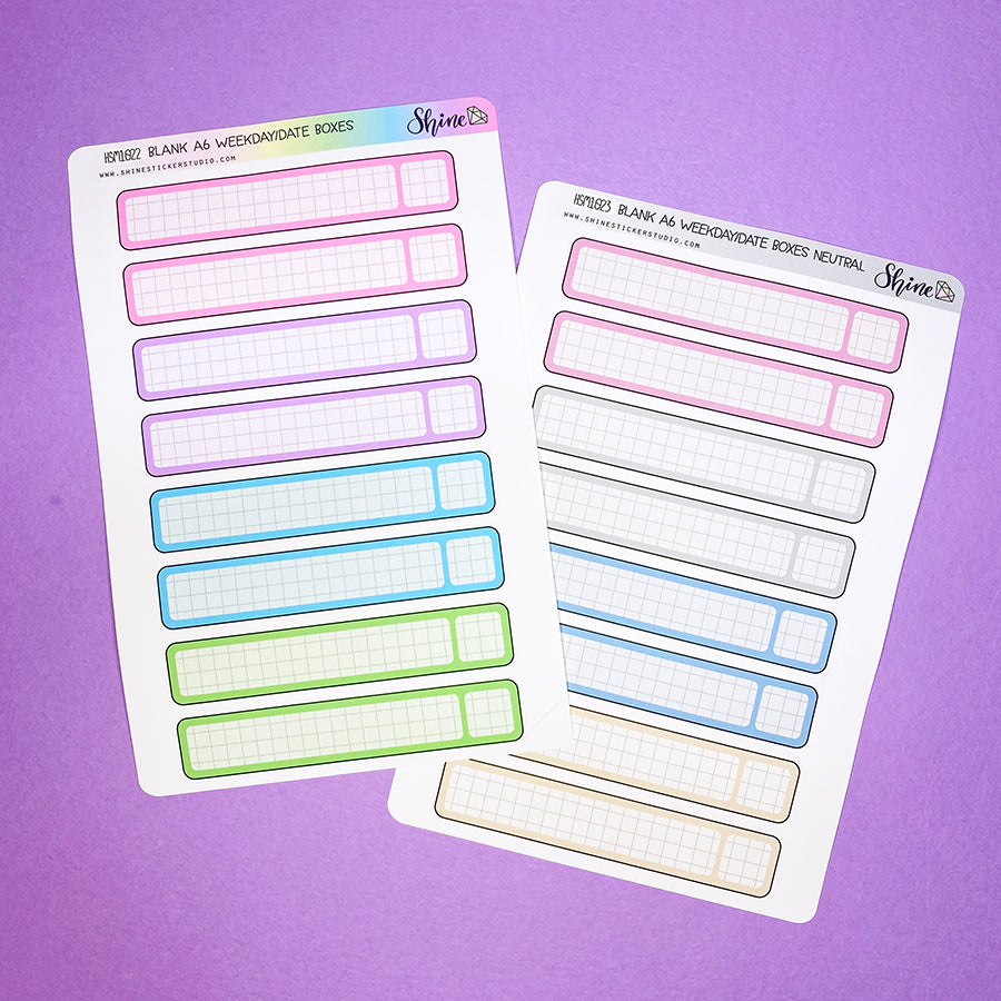 Date Box Sticker Blank Weekday/Date Boxes Planner Stickers – Shine Sticker Studio