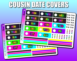 Neon New Years - Hobonichi Cousin Daily Date Cover Stickers