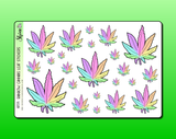 Rainbow Cannabis Leaf Stickers