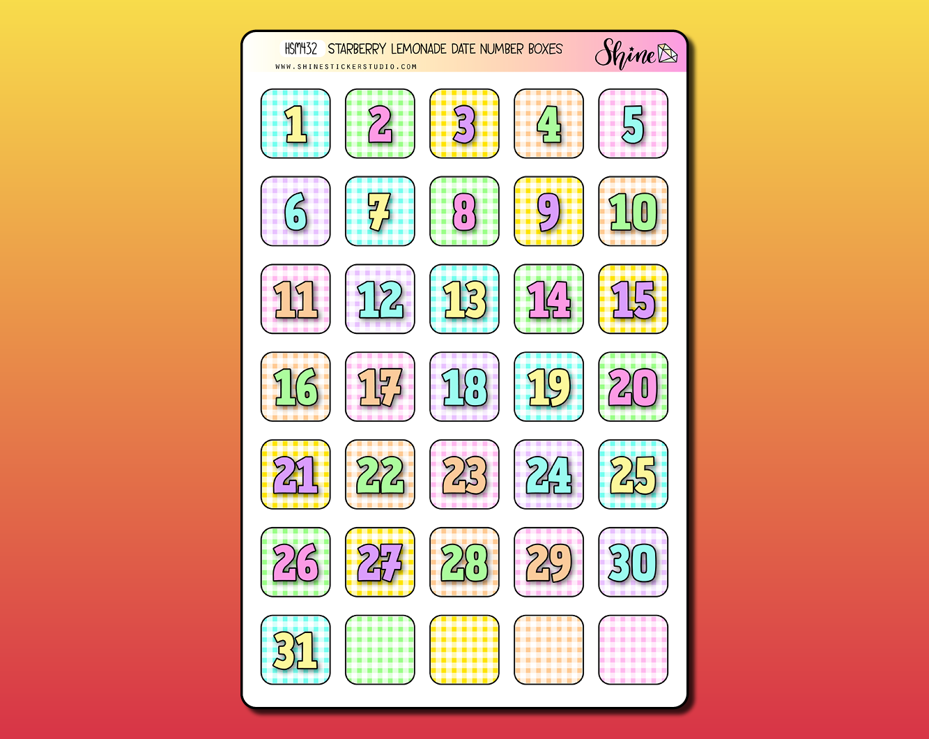 Starberry Lemonade Date Number Box Stickers
