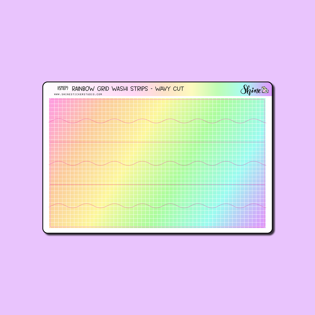 Rainbow Grid Washi Strip Planner Stickers - Wavy Cut – Shine Sticker Studio