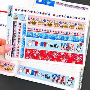 4th of July Hobonichi Cousin Daily Washi Strip Stickers