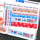 4th of July Hobonichi Cousin Daily Washi Strip Stickers