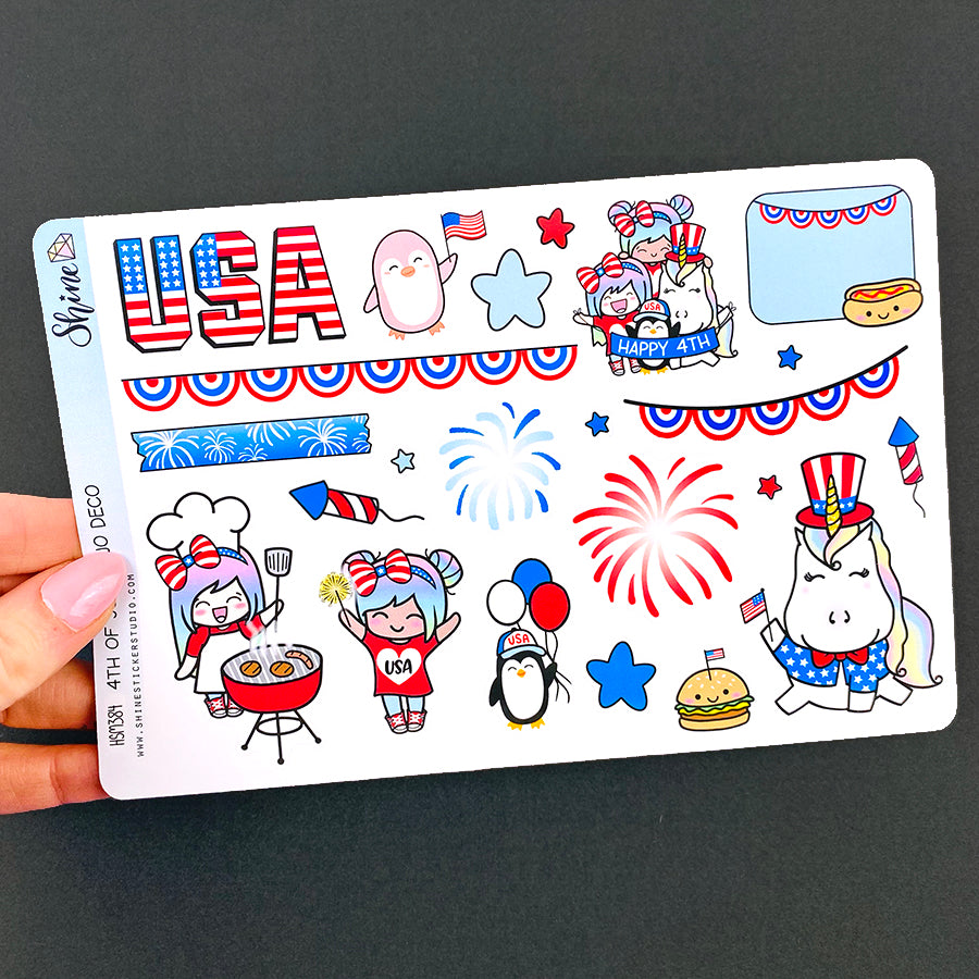 4th of July Bujo Deco Stickers – Shine Sticker Studio
