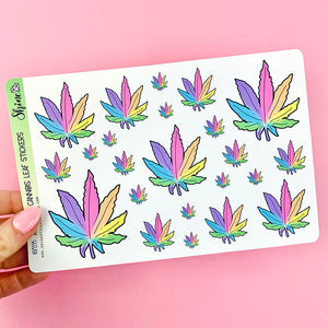 Rainbow Cannabis Leaf Stickers