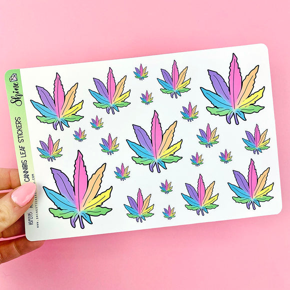 Rainbow Cannabis Leaf Stickers