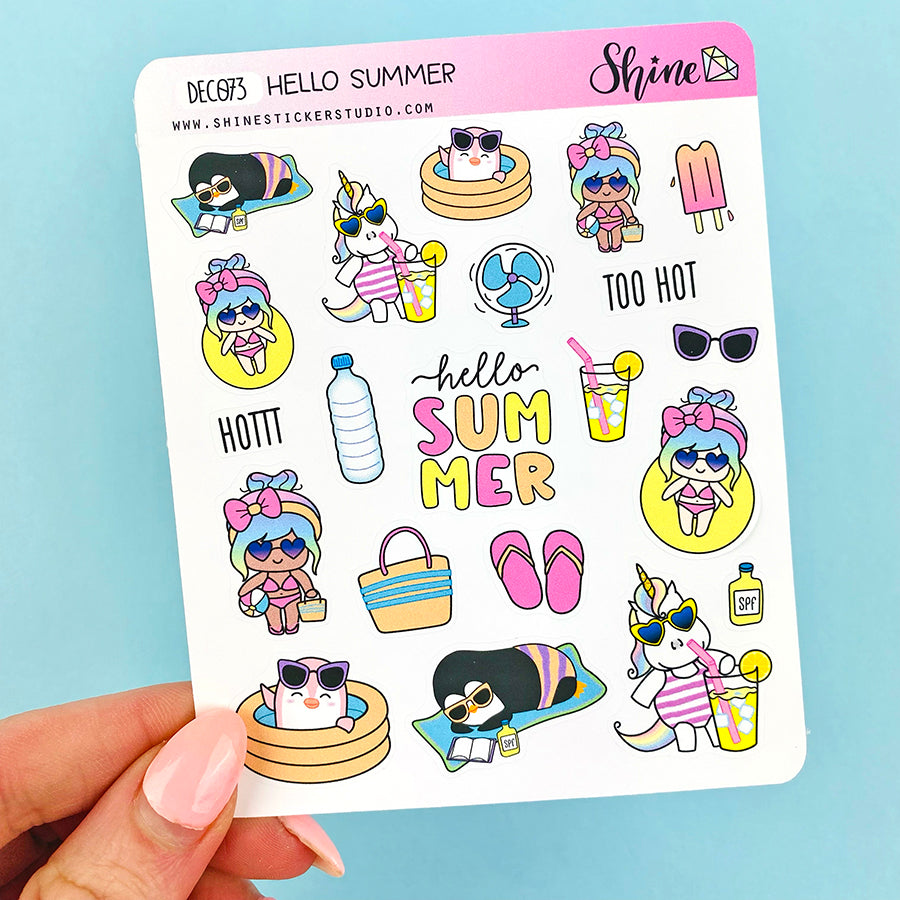 Hello Summer Deco Stickers – Shine Sticker Studio