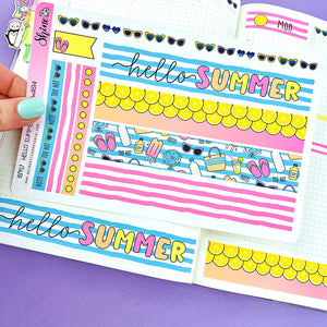 Hello Summer Hobonichi Cousin Daily Washi Strip Stickers