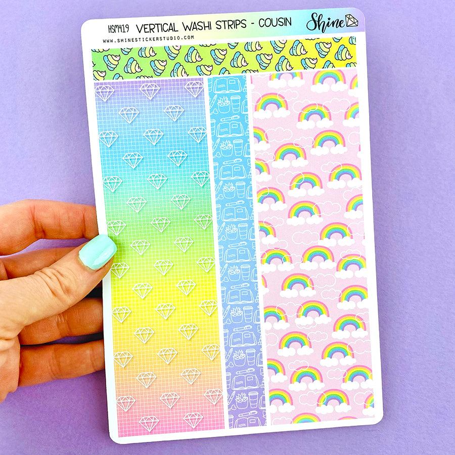 Vertical Color Stickers Hobonichi Cousin Vertical Washi Strip Stickers – Shine Sticker Studio