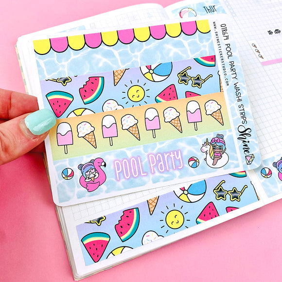 A6 Pool Party Washi Strip Stickers