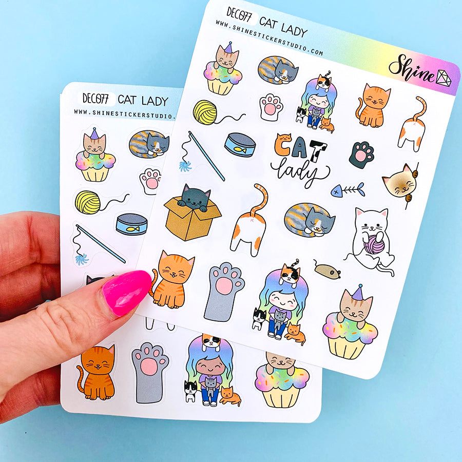 Cat Lady Deco Stickers – Shine Sticker Studio