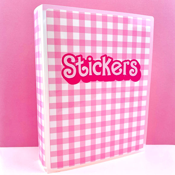 Pink Gingham  Stickers 5.5