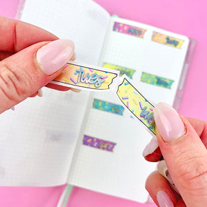 Pastel Rainbow Sprinkles Perforated Date Cover Holo FOILED Washi Tape