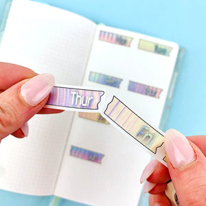 Y2K Pixel Perforated Date Cover Holo FOILED Washi Tape