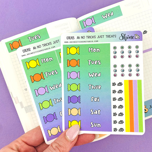 A6 No Tricks Just Treats Hobonichi Date Cover Stickers