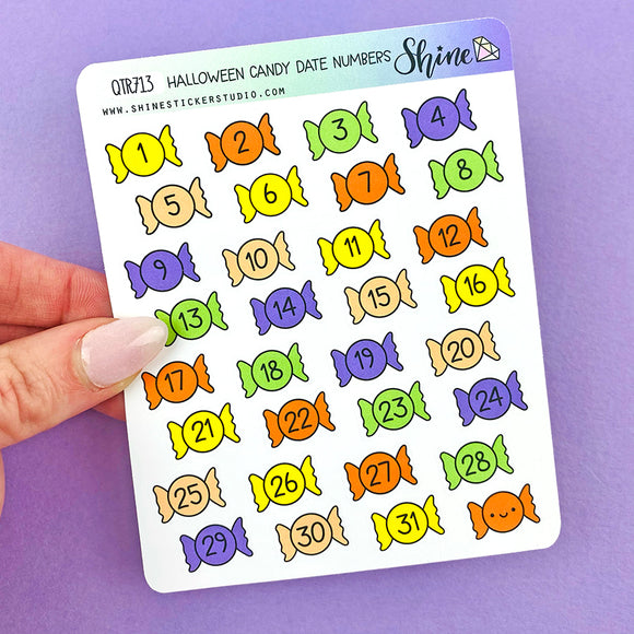 Halloween Candy Date Number Stickers