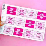 Retro Pink Monthly Tab Stickers