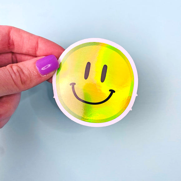 Y2K Holographic Happy Face Decal - July Y2K Subscription