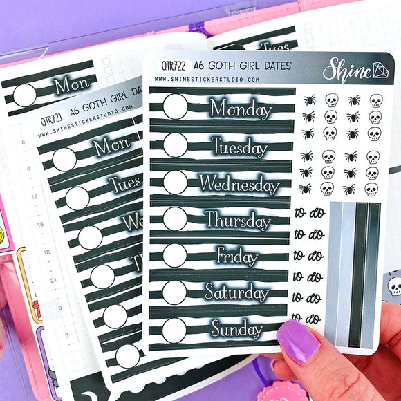A6 Goth Girl Hobonichi Date Cover Stickers