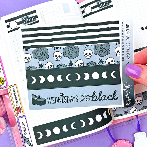 A6 Goth Girl Washi Strip Stickers