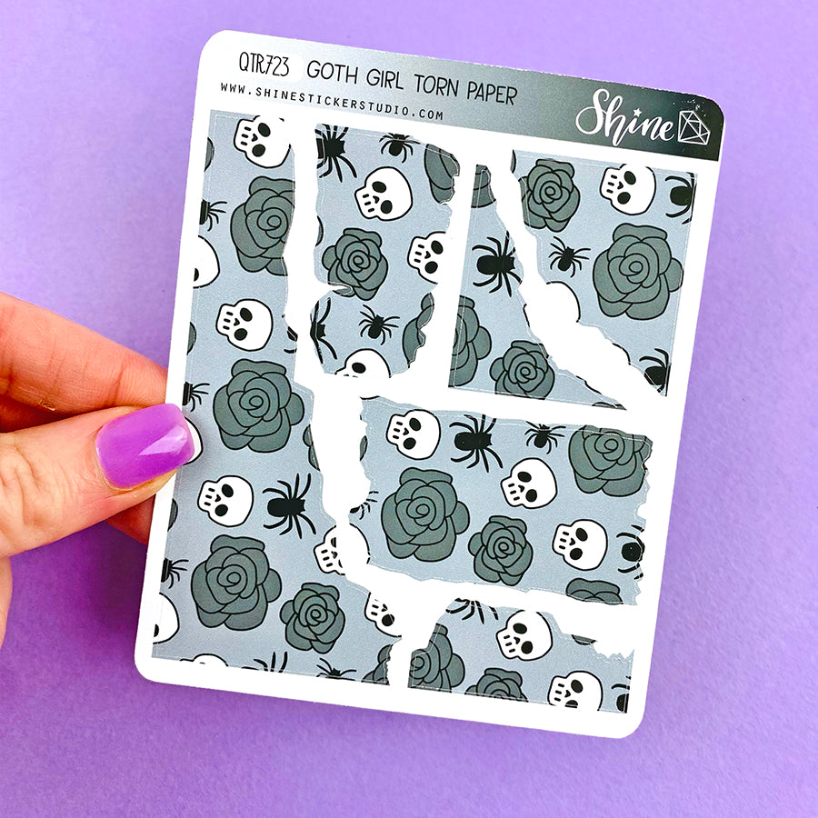 Goth Girl Torn Paper Stickers – Shine Sticker Studio