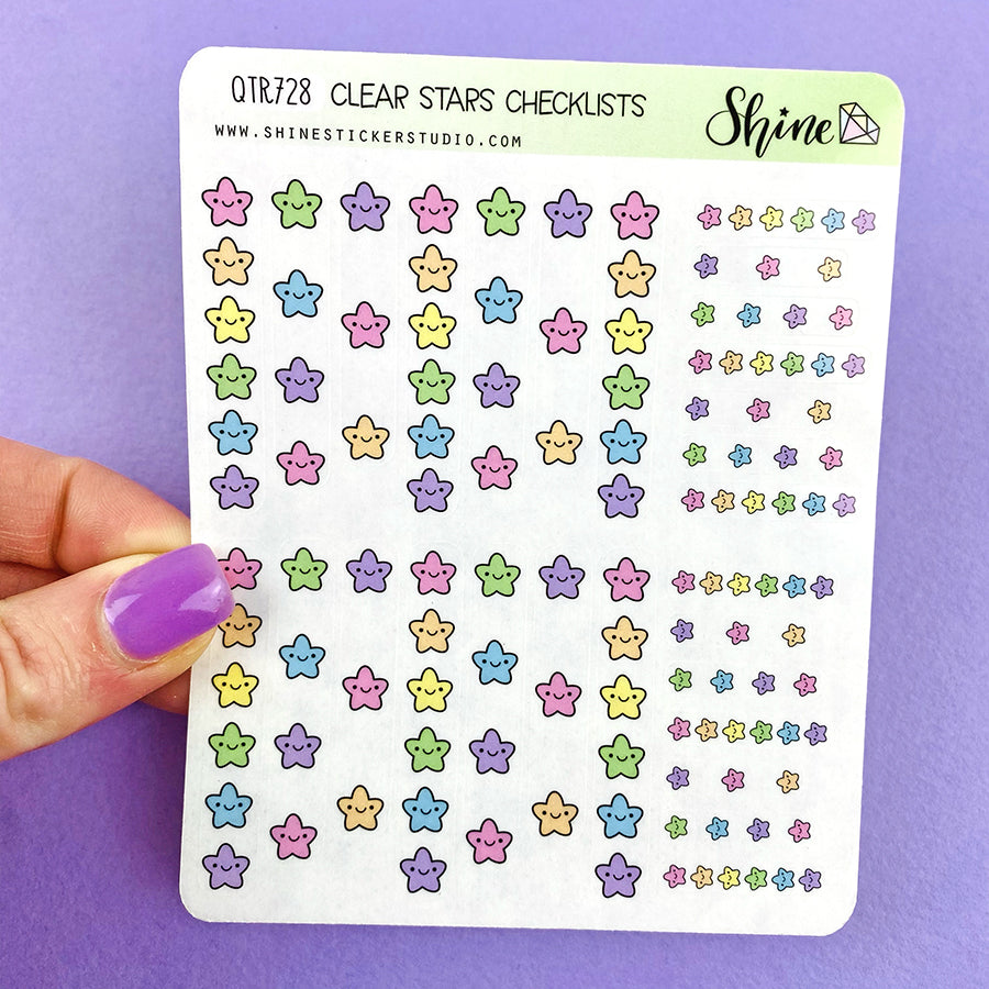 Clear Kawaii Stars Checklist Stickers – Shine Sticker Studio