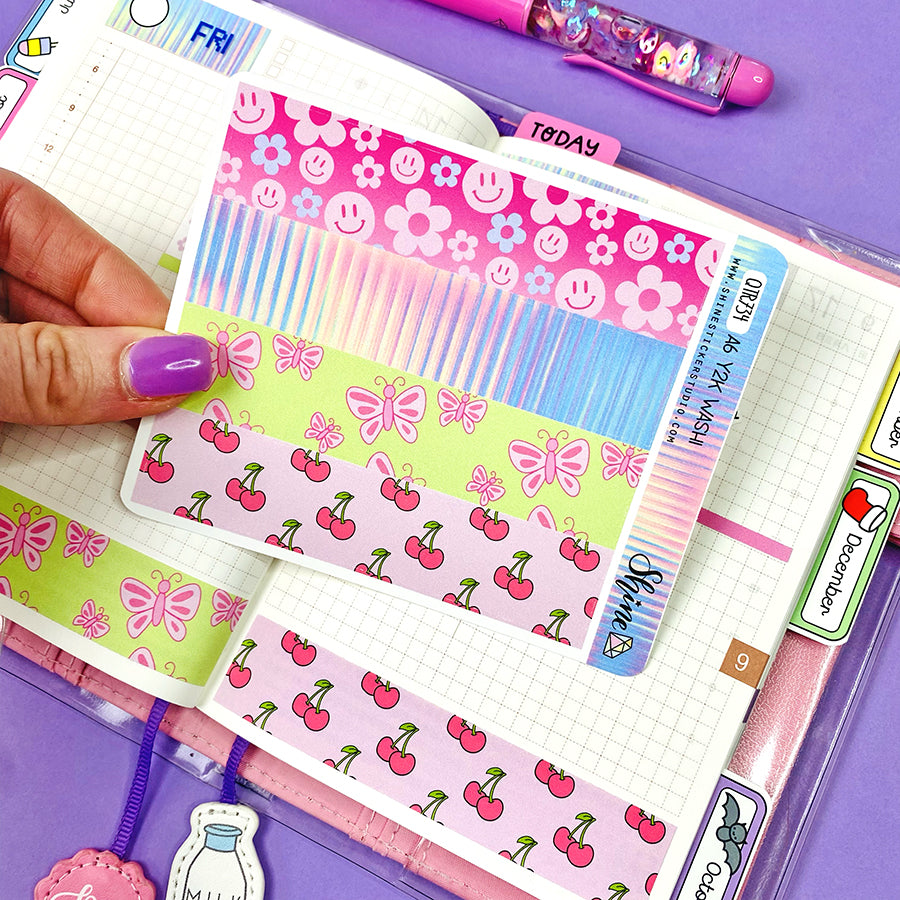 A6 Y2K Washi Strip Stickers – Shine Sticker Studio