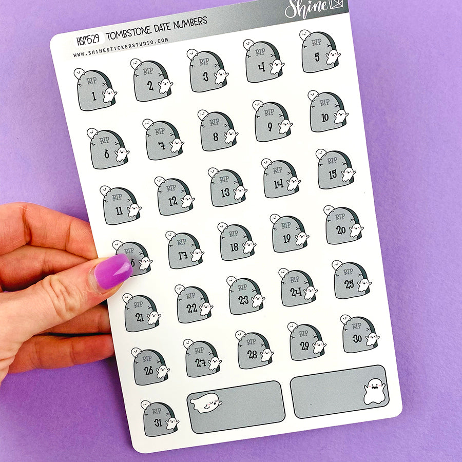 Tombstone Date Numbers – Shine Sticker Studio