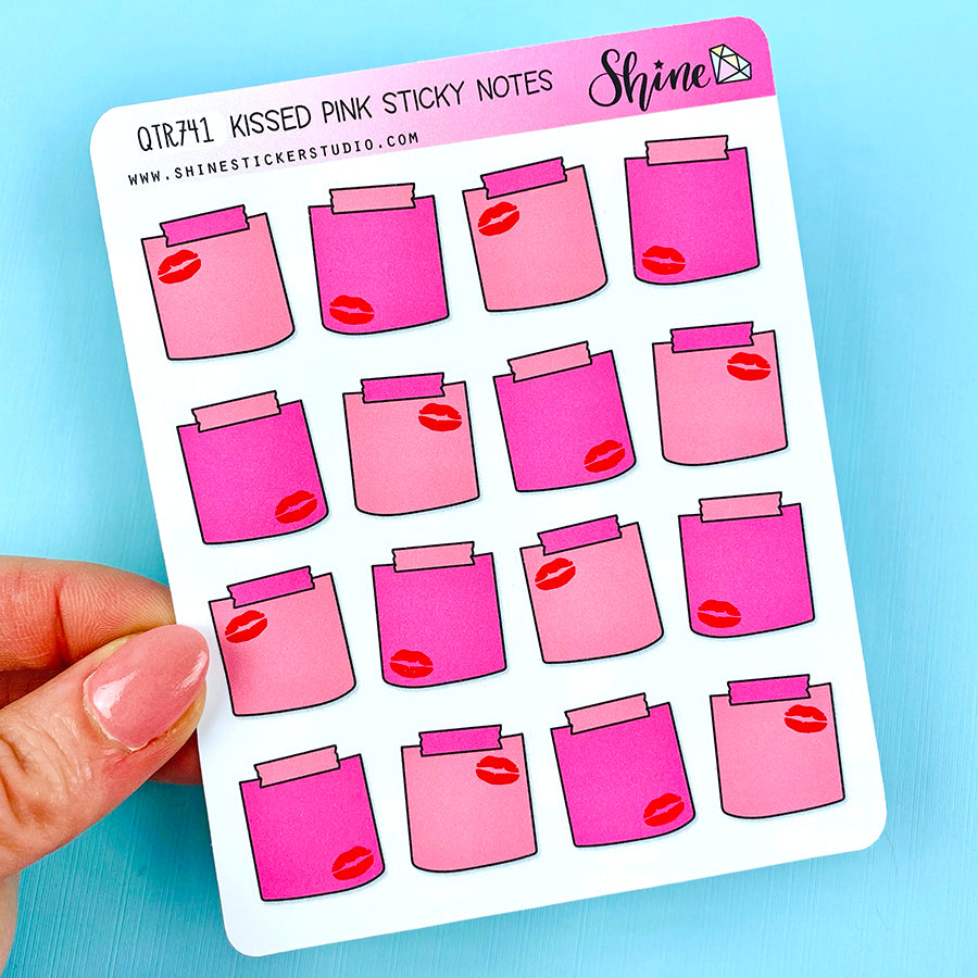 Small Kissed Pink Sticky Note Stickers – Shine Sticker Studio
