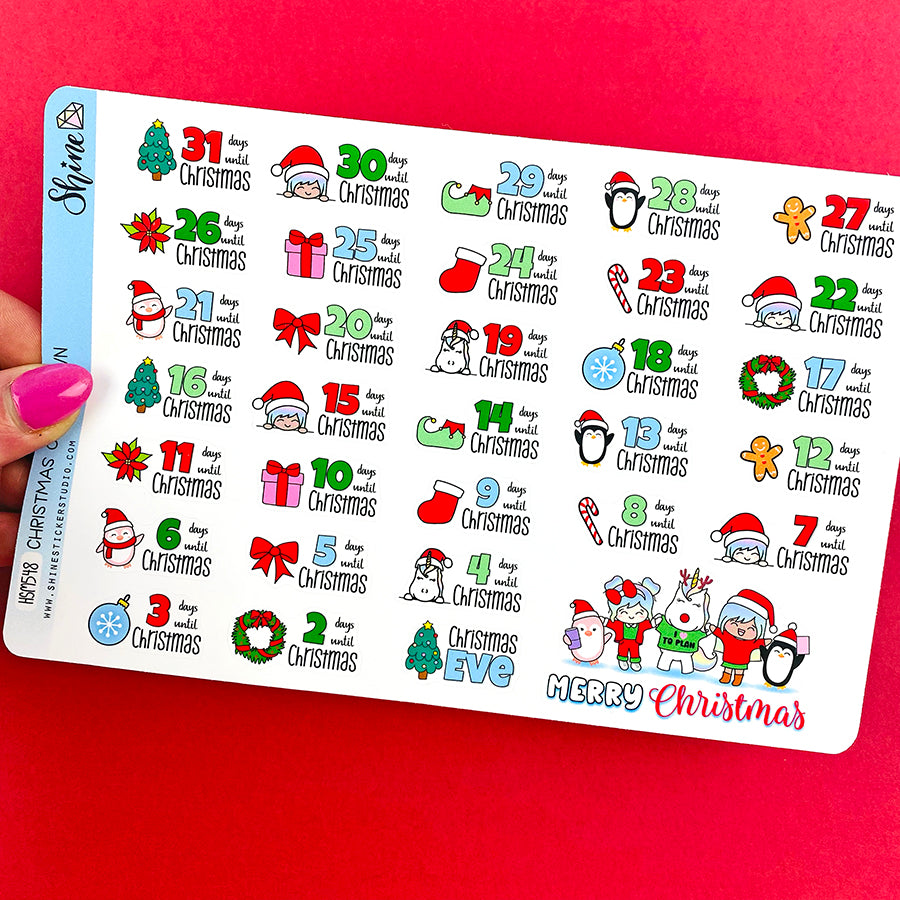Christmas Countdown Stickers – Shine Sticker Studio