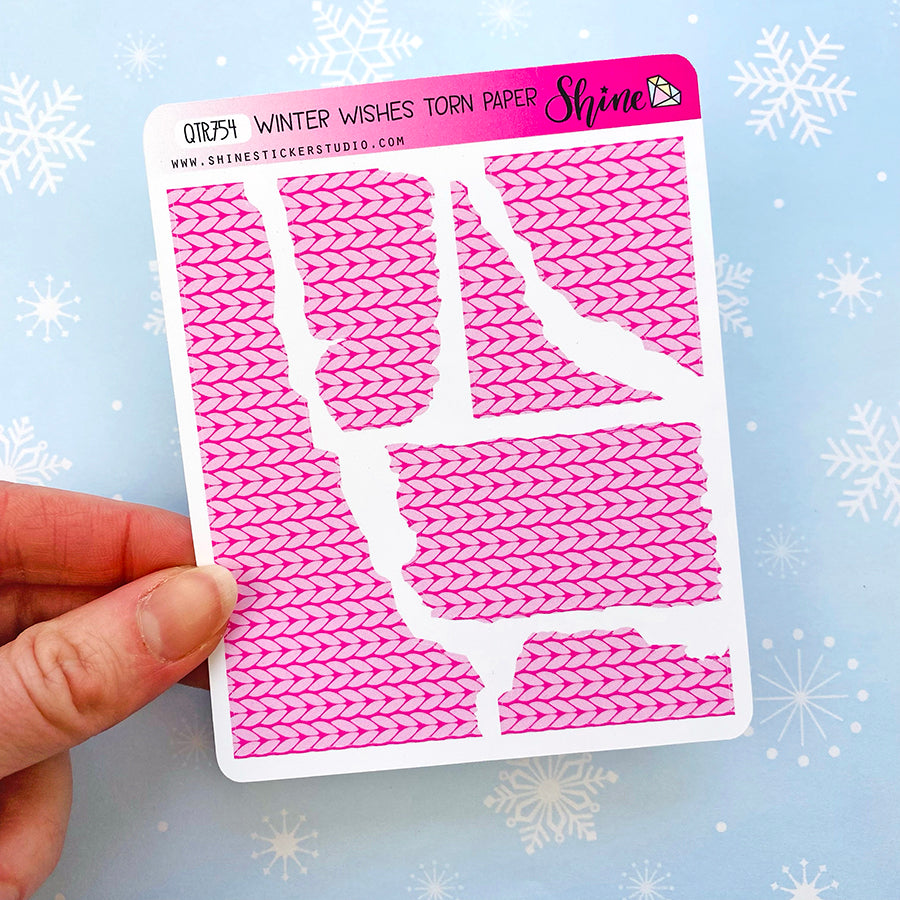 Winter Wishes Torn Paper Stickers – Shine Sticker Studio