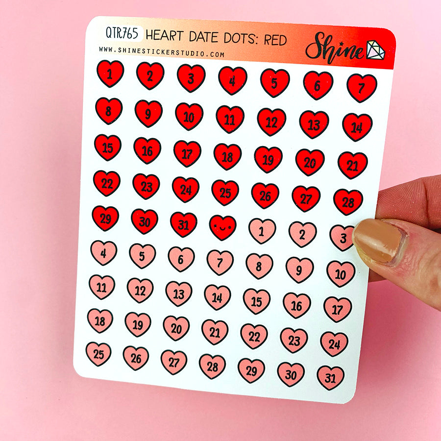 Heart Date Dot Stickers – Shine Sticker Studio