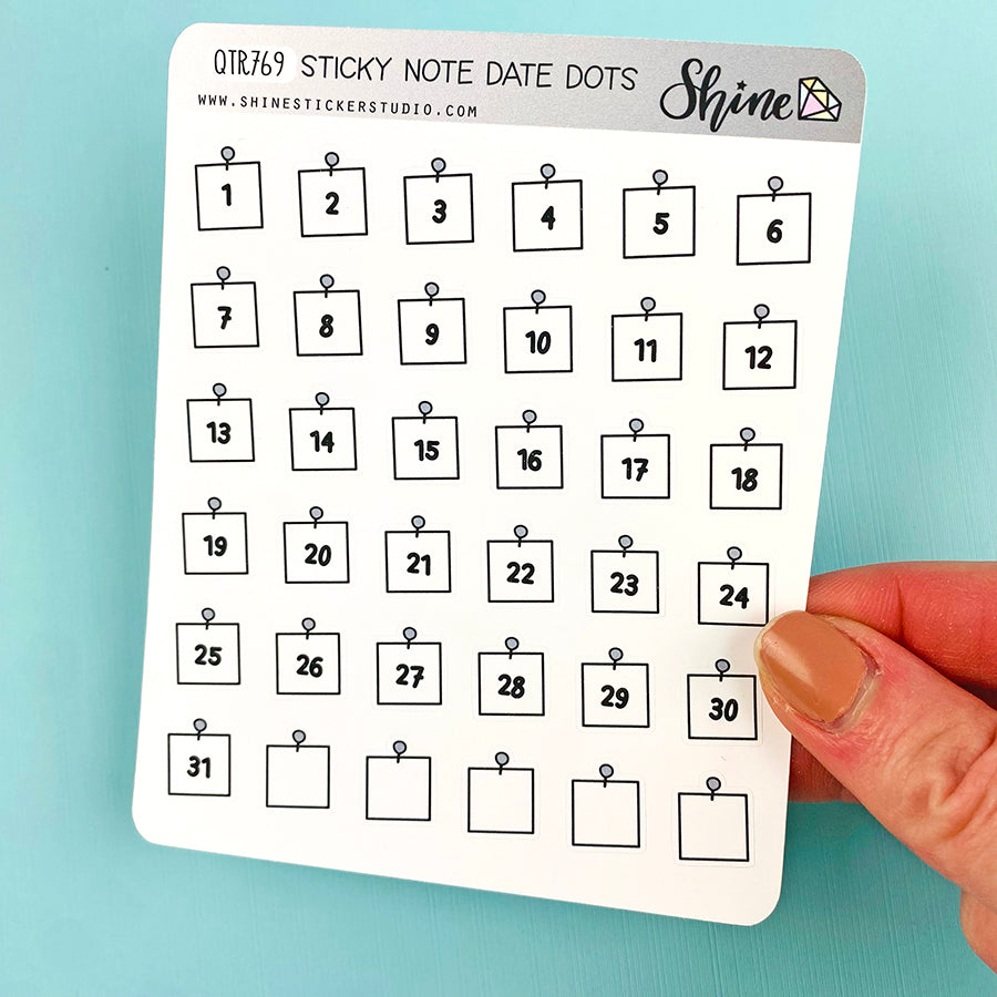 Sticky Note Date Dot Stickers – Shine Sticker Studio