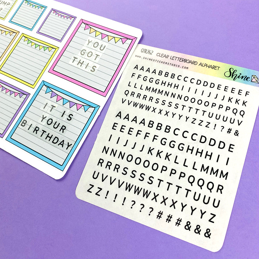 Clear Letter Board Alphabet Stickers – Shine Sticker Studio