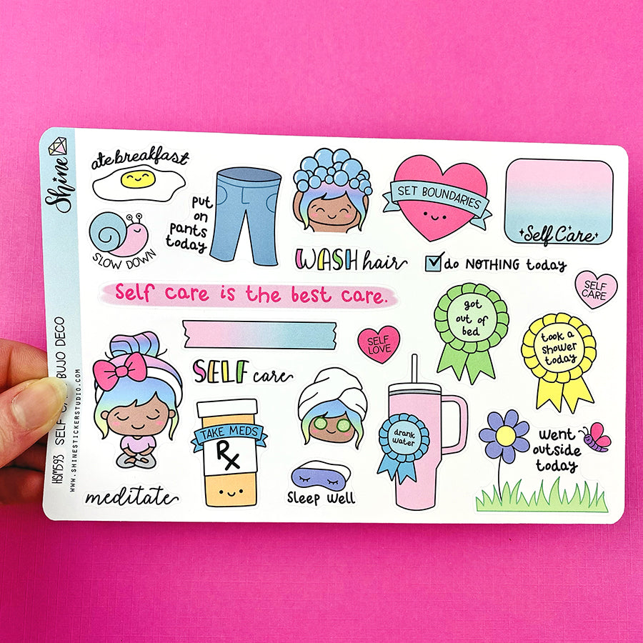 Self Care Bujo Deco Stickers – Shine Sticker Studio