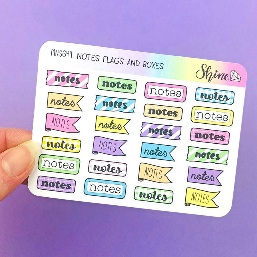 Notes Flags and Boxes Mini Sheet – Shine Sticker Studio