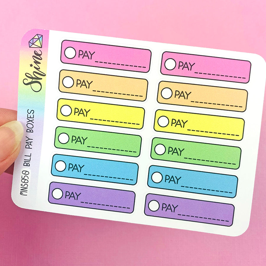 Members Pay Sticker Bill Pay Boxes Mini Sheet – Shine Sticker Studio