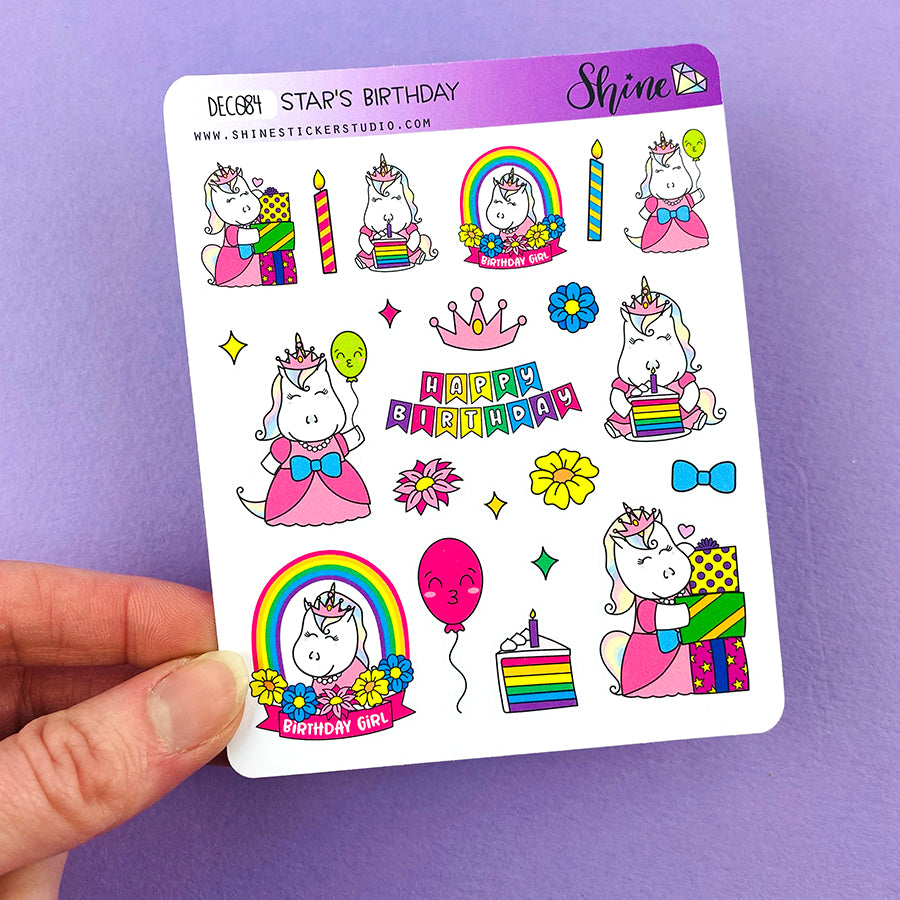 2 Dollar Tuesday - Star's Birthday Deco Stickers – Shine Sticker Studio