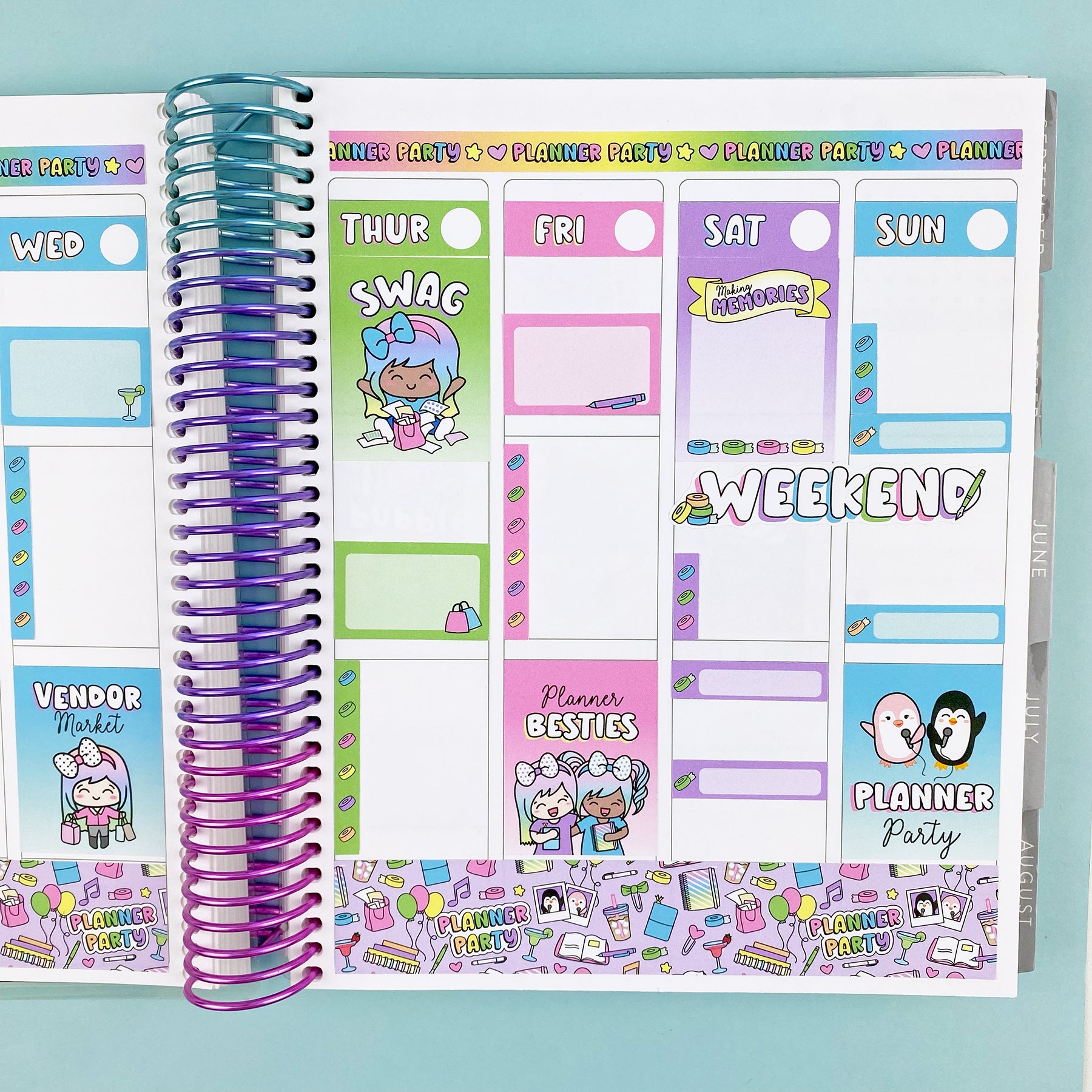 Planner Party Standard Vertical Weekly Sticker Kit – Shine Sticker Studio