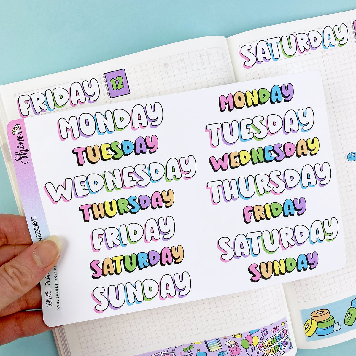 Planner Party Weekday Stickers – Shine Sticker Studio