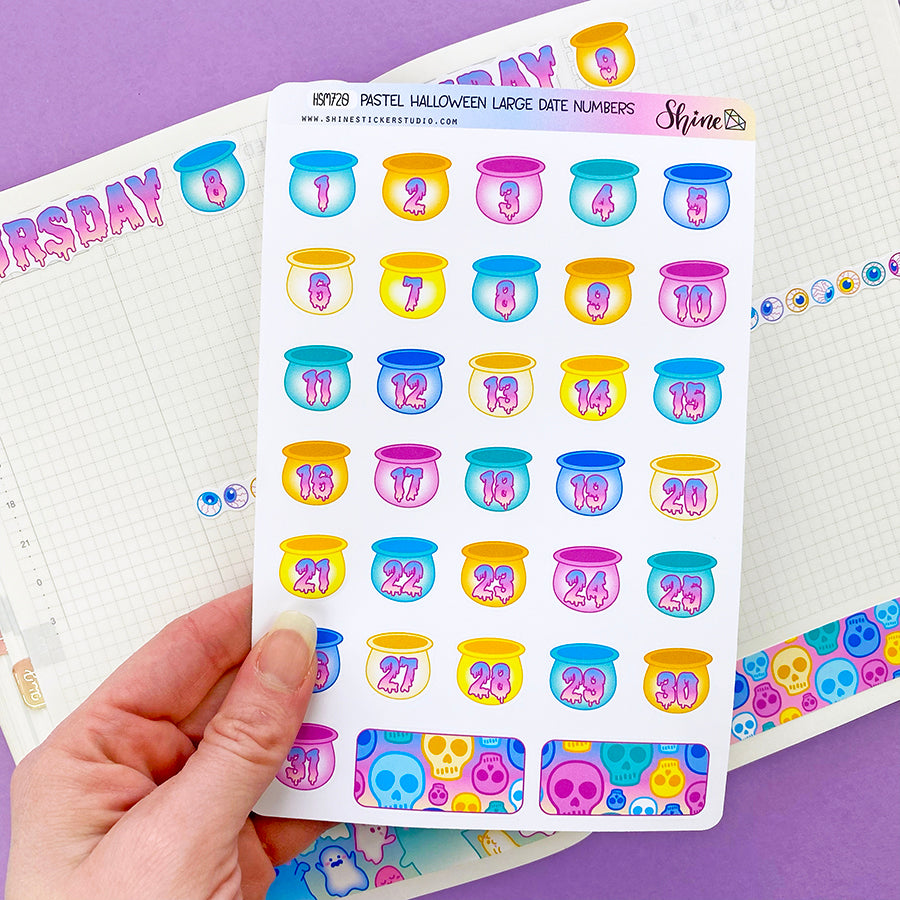 Pastel Halloween Large Date Number Planner Stickers – Shine Sticker Studio